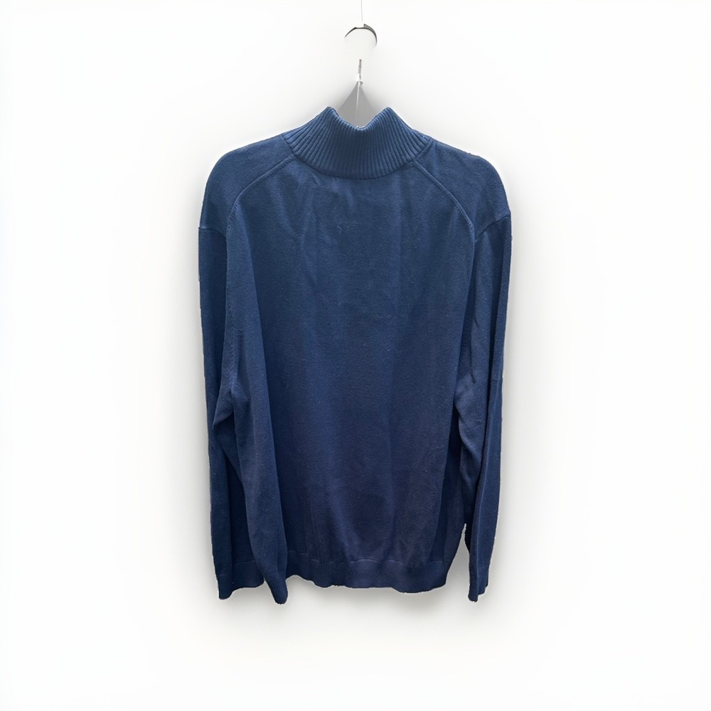 NWT Nautica Quarter Zip Pullover Sweater Navy Blue 100% Cotton Size 2XL - Picture 3 of 3